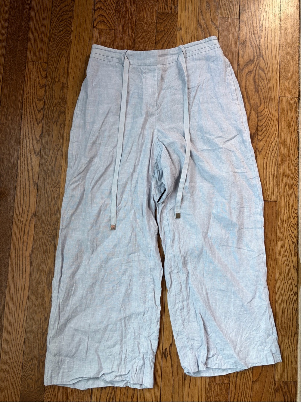 Lafayette 148 New York Light Blue Cropped Linen Pants